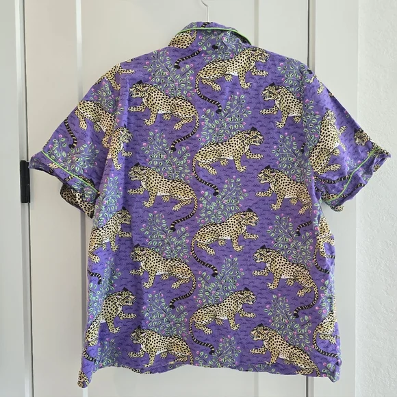 Printfresh Bagheera Violet Aninal Print Short Sleeve Pajama Sleep Set XL - Picture 3 of 14